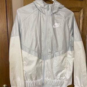 White and Silver Nike Rain Jacket